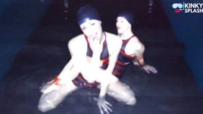Swimwear Rope Bondage in Water: Hogtied & Gagged