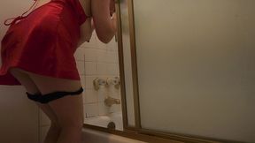 behind the scenes of she offers up anal sex to her stepson while bent over cleaning