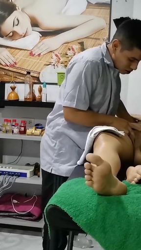 The masseuse gives me a good fuck while my husband is in the waiting room   Clip 1