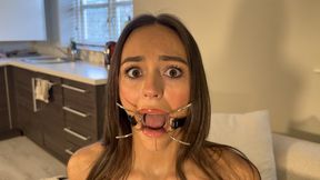 Nude Cuffed Prisoner Interview: Lauren Rice - Personal & Kinky Q&A, JOI, Then Ring Gagged Full Body Struggle