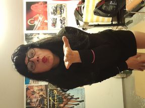 Tamara Whitesock in black dress with white nylons