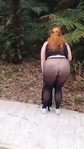 Key moment from &quot;My stepmother in transparent pants without panties showing off on the street.&quot;