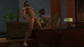 Hunky Sims 4 - Hot adult couple passionately fuck all night (with cum and squirt shot)