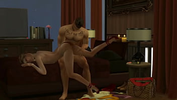 Hunky Sims 4 - Hot adult couple passionately fuck all night (with cum and squirt shot)