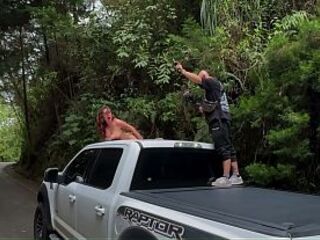 BTS - Sara Golden-haired having sex outdoors in her large, luxurious SUV with a stranger