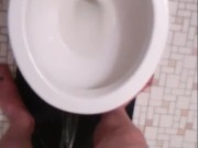 Naked Transgirl Pissing with Non-Op Clit and Showing My Cute Feet