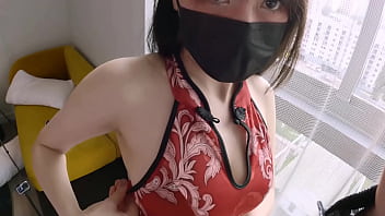 My big tits Asian girl friend wear Chinese cheongsam got fucked to squirt