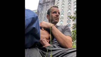 Mid-day Sunday Central Park NYC public deepthroat and gagging