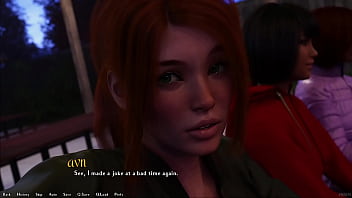 Daring a cute blonde college girl to suck my big white cock in a 3D hentai game