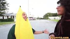 Vanity T. Star: Latina T-Girl Spitroasted in Uniform!