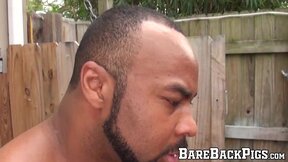 Bald hunk Matt Stevens gets banged raw in interracial bang