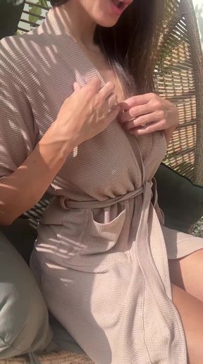 Lactating big-titted OnlyFans model showcases her juicy mounds in a titillating