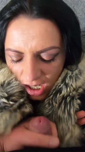 Milfycalla - a Lot of Cum on My Old Black Fur Downjacket