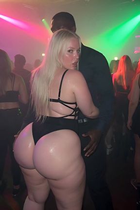 BBW blonde paws it up with black man at nightclub