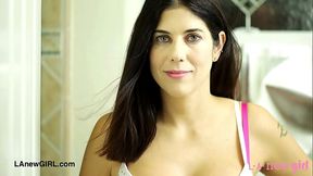 Smoldering Brunette Beauty took a shower