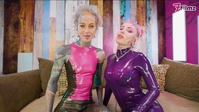 can she take two fists - sissy getting fisted by two chicks in latex