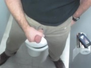 Jerking-off in the office toilet stall
