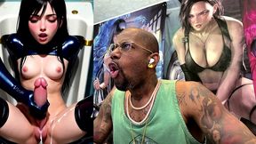 jerking off tifa in the urinal while she cums and begs, ai generated