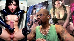 jerking off tifa in the urinal while she cums and begs, ai generated