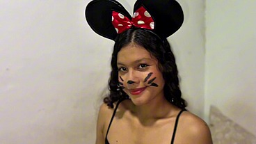 Minnie Mouse wanted to eat cheese but ended up eating a cock with her pussy fucked on halloween