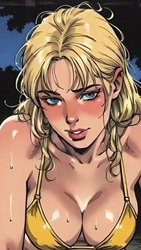 Sexy White Wife Tastes a Big Black Cock in Front of Her Cuckold Husband. Cartoon Comic Story