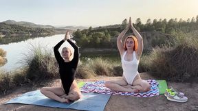 Outdoor Yoga Lesson: MILF Teacher and Her Young Student