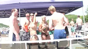 Topless Bikini Babe on Party Boat Delivers Seductive Hot Lap Dance