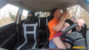 Fake Driving College - Tattooed Blonde Likes to Ride Shotgun and Thicc Cock