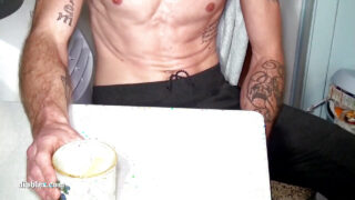 Tatuoitu laiha eurooppalainen teini Jerome James ja Guillaume Wayne, perseeseen