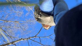 Unaware crushed and stuck to the giantess' boot sole (small version)