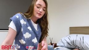 British Teen Olivia Gives an Oily Handjob