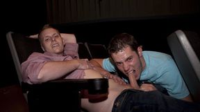 Public sex addicts fuck happily at the local movie theater