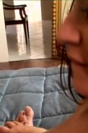 Brunette Babes Deepthroat and Fuck on Velvet Sofa