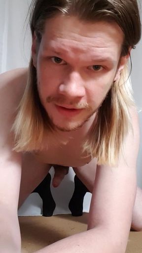 Dutch guy on his knees jerks and cums