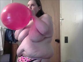 Naked Bitch Gets Bitch Slapped In The Face By Popping Balloon