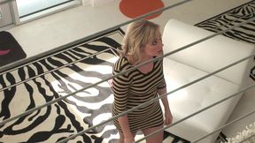 Amazing blonde MILF banged by two boys in the bathroom like a slut
