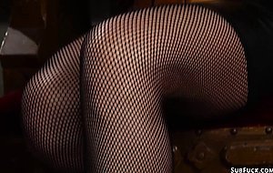 Dominatrix in lingerie pegging man
