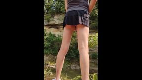 Cute Crossdresser Showing Outdoors