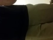 Shaved-smooth sissyboy femboy bisexual male slut strips strokes cock
