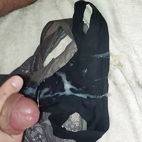 My most beautiful cumshot on 2 handjob thongs