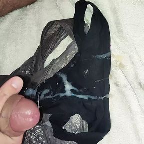 My most beautiful cumshot on 2 handjob thongs