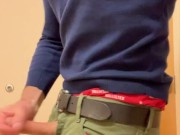 Masturbating in a public bathroom in an office building before a doctors appointment.