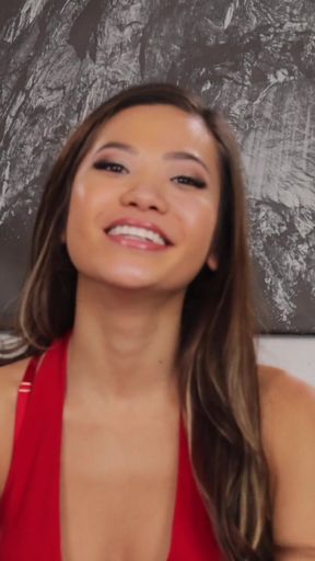Tiny Asian Vina Sky loves huge cock interview BTS