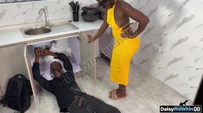 Lonely Ebony Housewife Fucks the &quot;plumber&quot; While Husband Is at Work