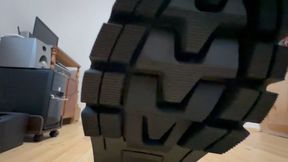 Huge army boots crush a plush toy m4