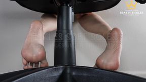 Bare Sole Under the Chair-Voyeur-Watch Tickles’ Soft Soles Feet & Toes Flex, Stretch, Wrinkle