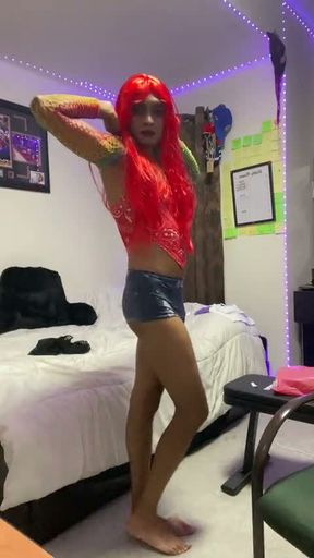 INDIAN FEM BOY COWGIRL CROSSDRESSER RED HAIR SLUT SISSY WHORE
