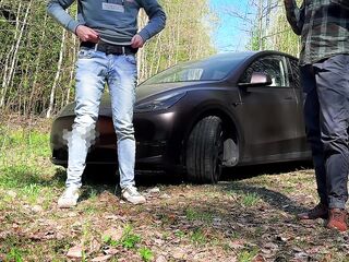 Road journey - peeing in the woods