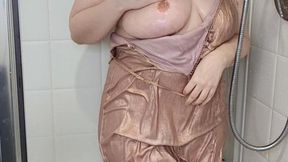 Cold Shower Strip Dress -Vertical Vid with Moxi Peach
