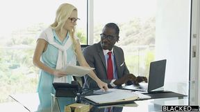 My pale secretary wants to share her new business ideas with my penis